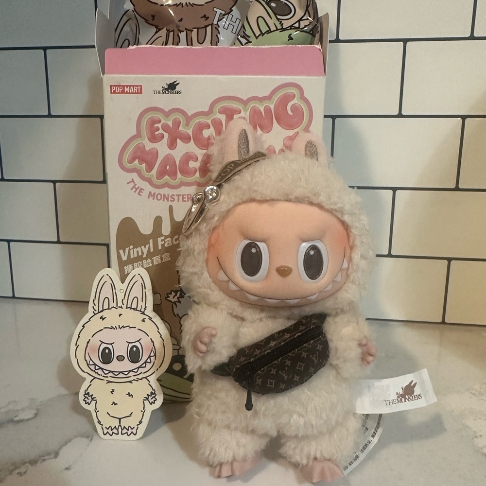 Pop Mart soy milk labubu WITH designer sling bag